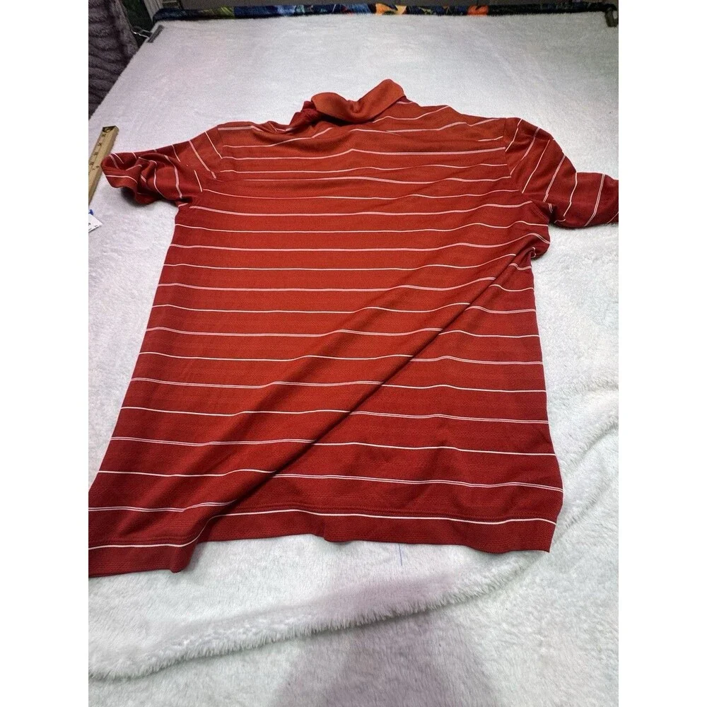 Nike Golf Polo‎ Shirt Mens Size Medium Performance Dri-Fit Polyester Red Stripe